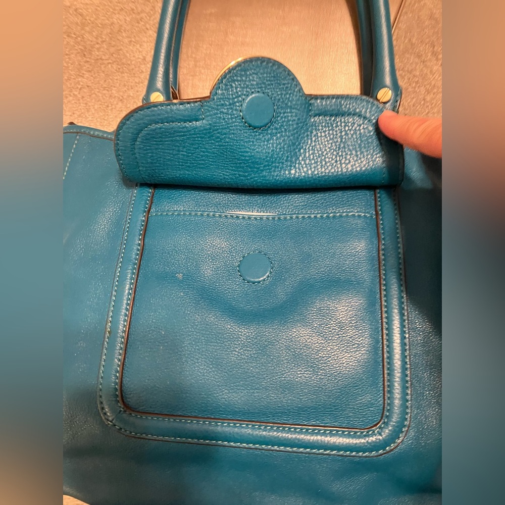 Tory Burch Amanda Hobo EUC Teal - Picture 5 of 16